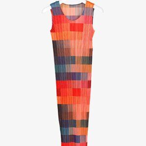 Pleats Please Issey Miyake Archival Multicolour Gradient Squares Dress, Size M